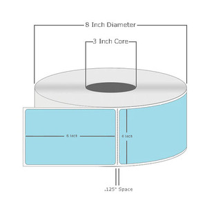 4" x 6", Direct Thermal, Perforated, Roll, 3" Core, Uncoated, General Use, Blue, $45 per Roll in 4 Roll Case Loading
