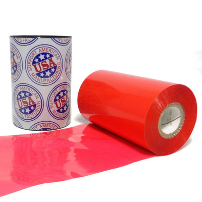 Resin Ribbon: 4.33" x 984' (110.0mm x 300m), Ink on Outside,  Red, $45.13 per Roll in 6 Roll Case.