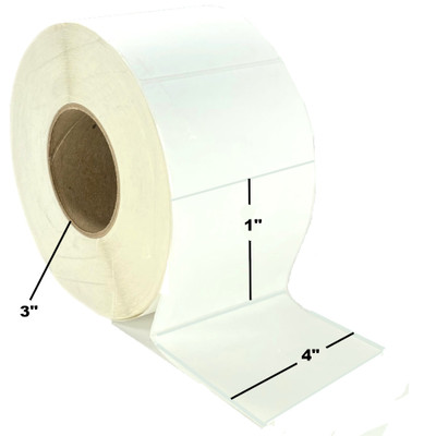 4" x 1", Thermal Transfer, Non-Perforated, Roll, 3" Core, Coated, Premium, $22.21 per Roll in 4 Roll Case