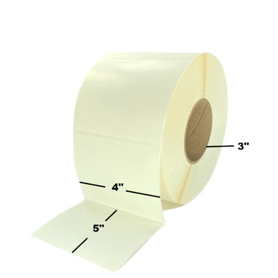 4" x 5", Thermal Transfer, Non-Perforated, Roll, 3" Core, Coated, Premium, $20.93 per Roll in 4 Roll Case