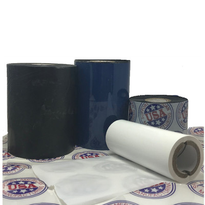 Resin Ribbon: 2.52” x 984’ (64.0mm x 300m), Ink on Outside,  White, $27.95 per Roll in 36 Roll Case