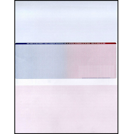 Check in Middle, Perfs - 3 1/2" & 7" from Top, Blue to Burgundy, 13 Security Features