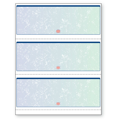 Checks, 3 per Sheet, Perfs:  3 ½", 7", & 10 ½" From Top, Blue to Green, 11 Security Features