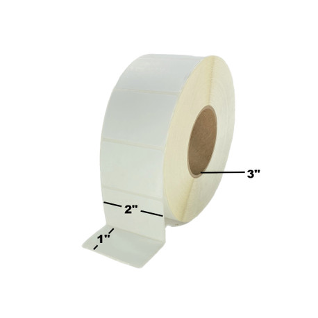 2" x 1", Thermal Transfer, Non-Perforated, Roll, 3" Core, Coated, Premium, $11.86 per Roll in 8 Roll Case