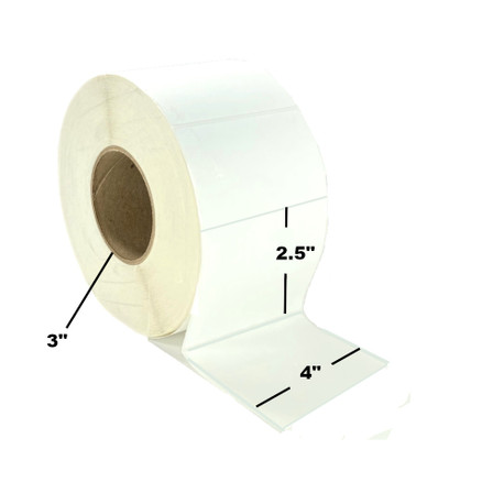 4" x 2.5", Direct Thermal, Perforated, Roll, 3" Core, Uncoated, General Use, $36.45 per Roll in 4 Roll Case