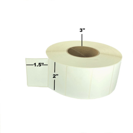 2" x 1.5", Thermal Transfer, Perforated, Roll, 3" Core, Coated, General Use $15.64 per Roll in 8 Roll Case 2" x 1.5", Thermal Transfer, Perforated, Roll, 3" Core, Coated, General Use $15.64 per Roll in 8 Roll Case