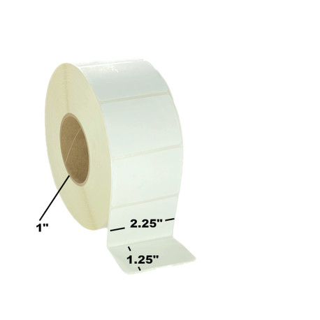2.25" x 1.25", Direct Thermal, Perforated, Roll, 1" Core, Uncoated, 4" Outside Diameter, General Use, $8.65  per Roll in 12 Roll Case 2.25" x 1.25", Direct Thermal, Perforated, Roll, 1" Core, Uncoated, 4" Outside Diameter, General Use, $8.65  per Roll in 12 Roll Case