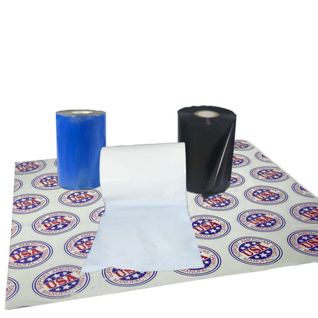 Wax Resin Ribbon: 4.33” x 1,476’ (110.mm x 450m), Ink on Outside, Bright White, Near Edge, $30.29 per Roll in 24 Roll Case