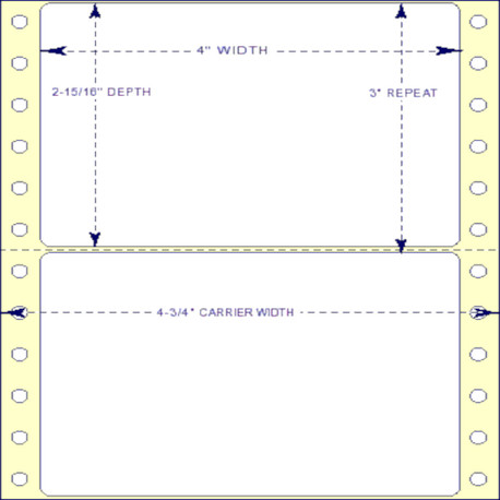 4" x2-15/16", Pinfeed, 1 Label Across, Vertical Perforation Between Each Label, 5,000 Labels a Case