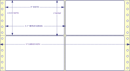 5" x 2-15/16", Pinfeed, 2 Labels Across, Vertical Perforation Between Each Label, 5,000 Labels a Case