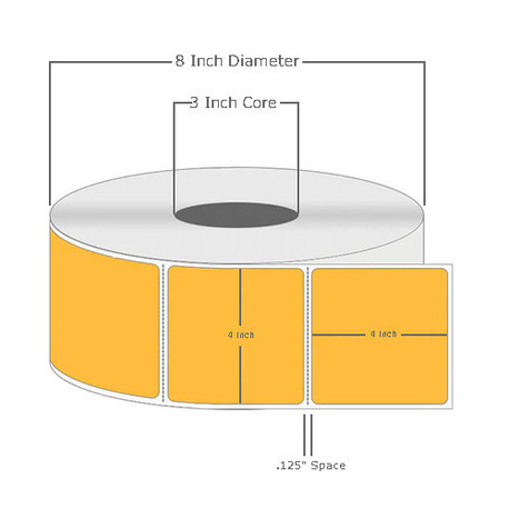 4" x 4", Thermal Transfer, Perforated, Roll, 3" Core, Coated, General Use, Orange, $33.25 per Roll in 4 Roll Case 4" x 4", Thermal Transfer, Perforated, Roll, 3" Core, Coated, General Use, Orange, $33.25 per Roll in 4 Roll Case