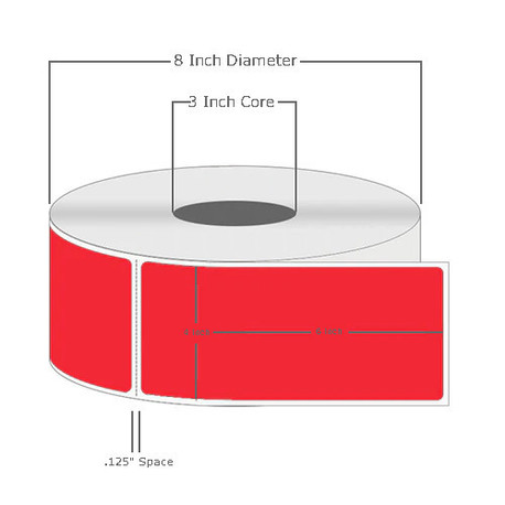 4" x 6", Thermal Transfer, Perforated, Roll, 3" Core, Coated, General Use, Fluorescent Red, $24.75 per Roll in 4 Roll Case