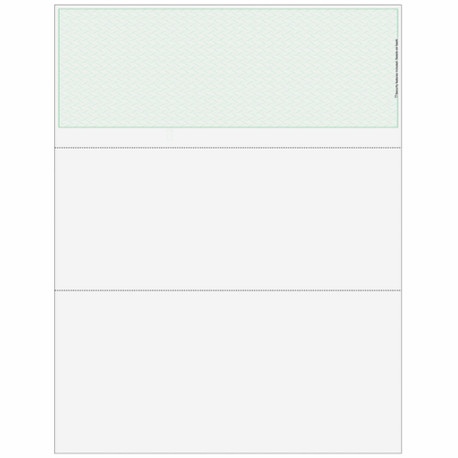 Pre Printed- Check on Top, Perfs - 3 1/2" & 7" from Top, Green Heringbone, 13 Security Features