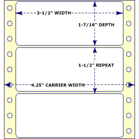 3-1/2" x 1- 7/16", Pinfeed, 1 Label Across, 5,000 Labels a Case 3-1/2" x 1- 7/16", Pinfeed, 1 Label Across, 5,000 Labels a Case