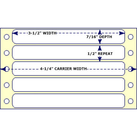 3-1/2" x  7/16", Pinfeed, 1 Label Across, 10,000 Labels a Case