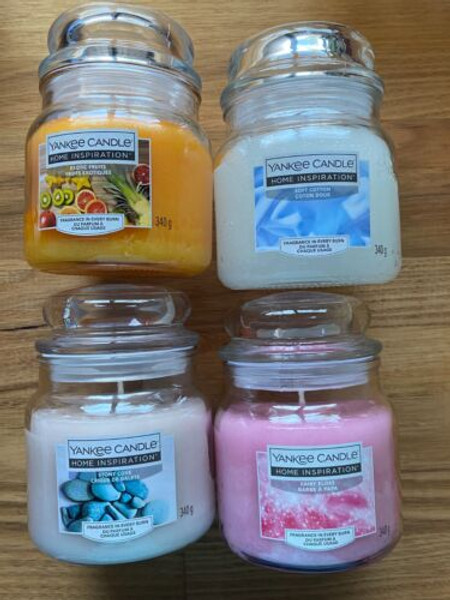 Yankee Candle Jar 4x340g (Soft Cotton,Exotic Fruits,Stony Cove,Fairy Floss)  by Yankee Candle 