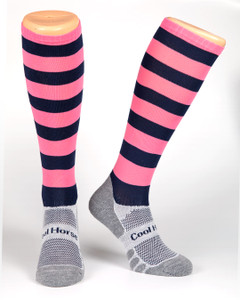 Cool Horse Socks Pink and Navy Stripped horse riding competition socks. Cool Horse Socks Pink and Navy Stripped horse riding competition socks.