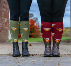 NEW Highland Cow Horse Riding Socks, Now in Green!