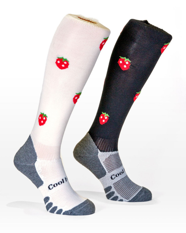 Horse Riding socks with a Strawberry pattern in white or black