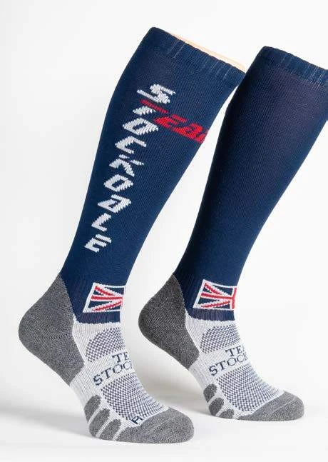 Bespoke Team Stockdale horse riding socks with personalised lettering and ankle logos