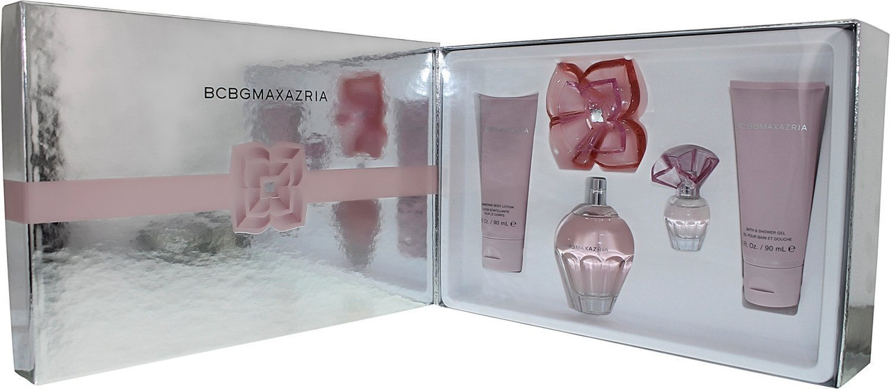 BCBG MAXAZRIA 4 PCS SET 3.4 EAU DE PARFUM SPRAY 3.4 BODY LOTION 0.34 EDP ROLLERBALL 3.4 SHOWER GEL