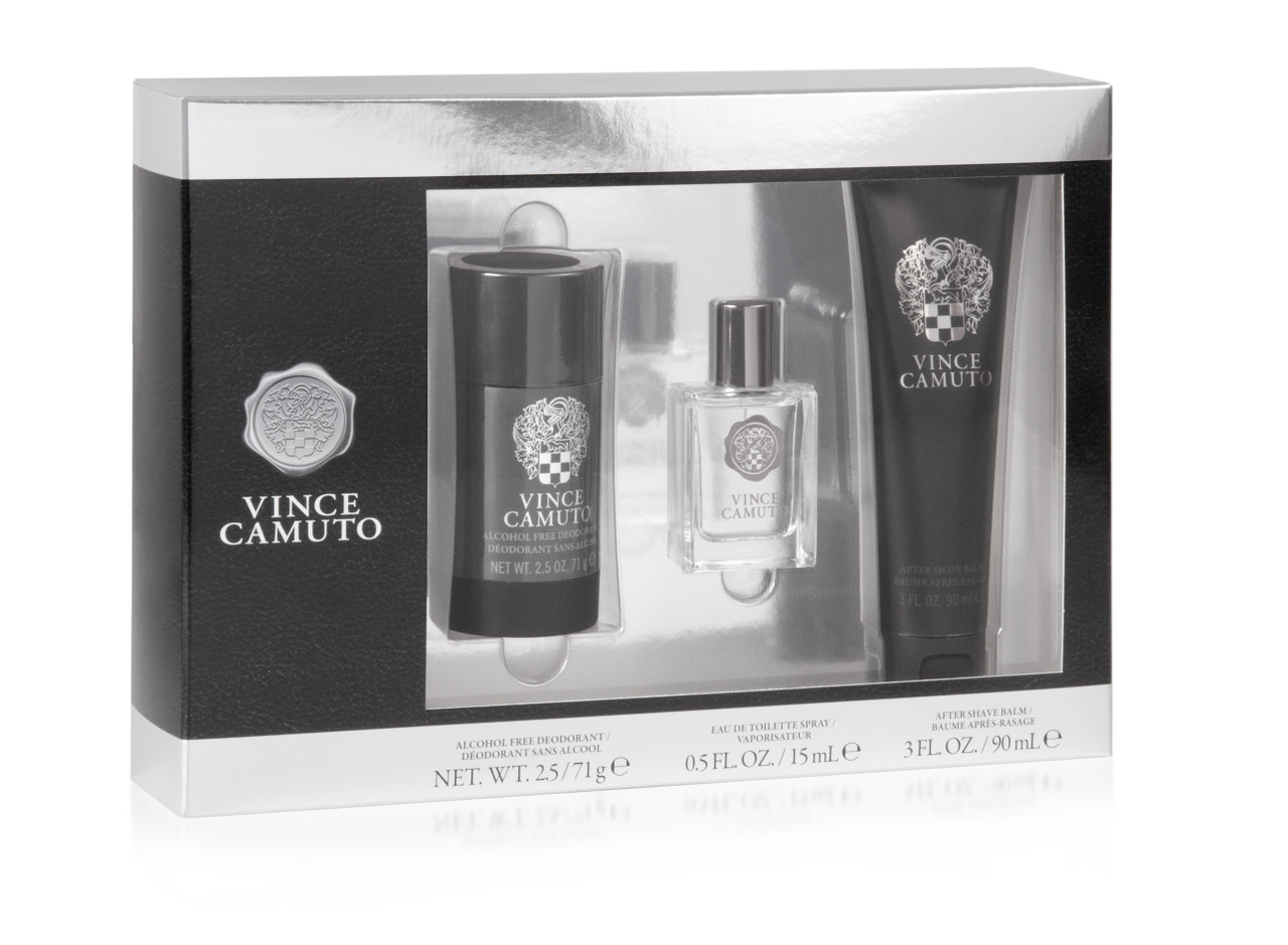 Vince Camuto 3 Piece Cologne Set (EDT Spray, Deodorant & After Shave Balm)