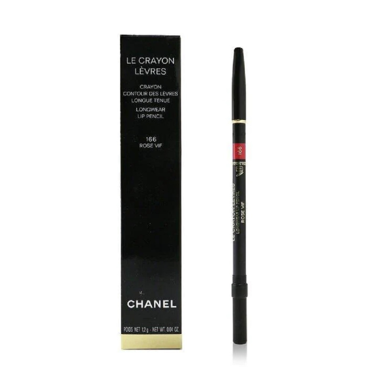 CHANEL LE CRAYON LEVRES 0.04 LONGWEAR LIP PENCIL #166 ROSE VIF