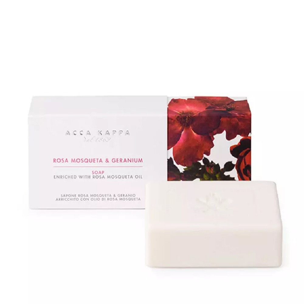 Acca Kappa Handseife Rosa Mosqueta & Geranium – 150 G, Pflanzlich, Cremiger Schaum, Made In Italy