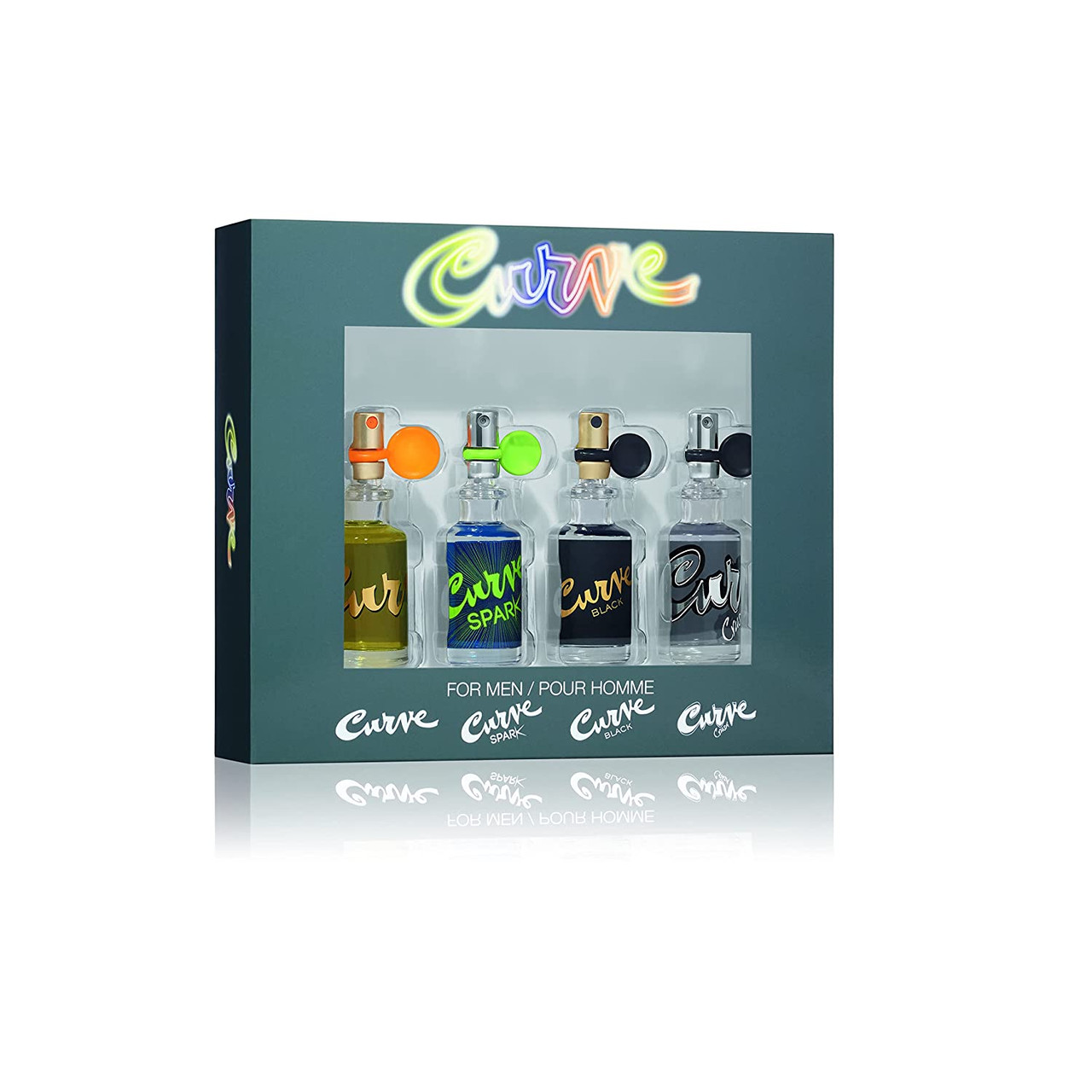CURVE 4 PCS X 0.5 COLOGNE SPRAY FOR MEN CURVE + SPARK + BLACK + CRUSH
