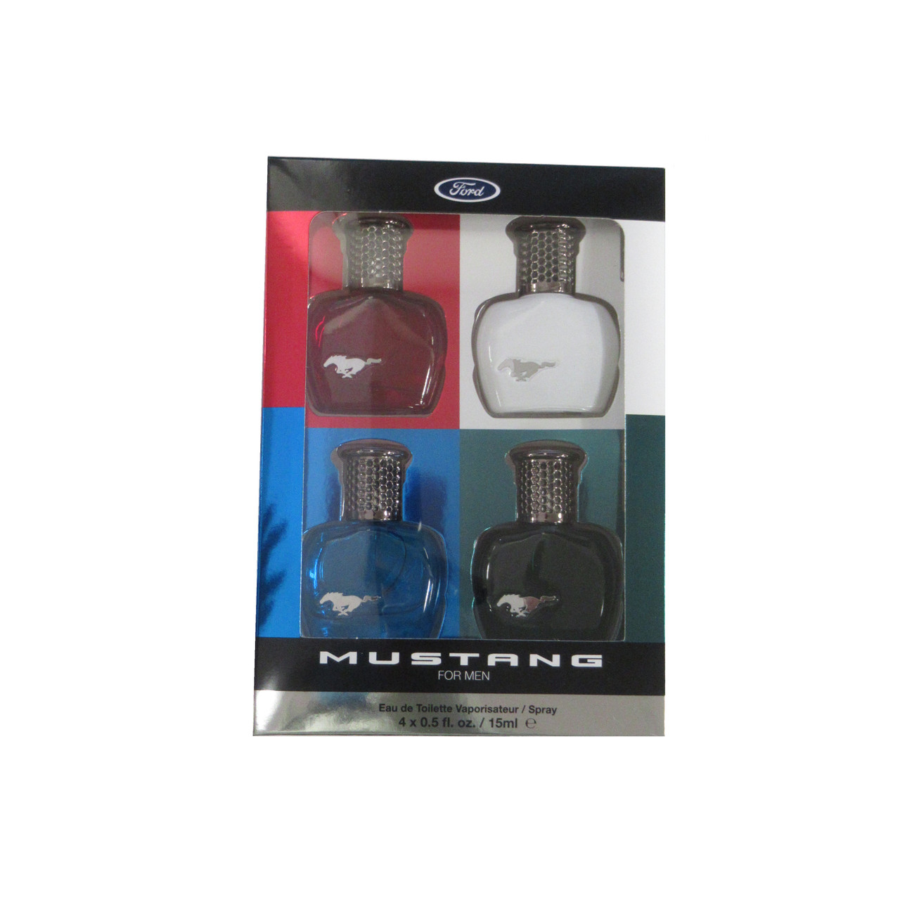 MUSTANG 4 X 0.5 EAU DE TOILETTE SPRAY SET FOR MEN: RED + WHITE +  