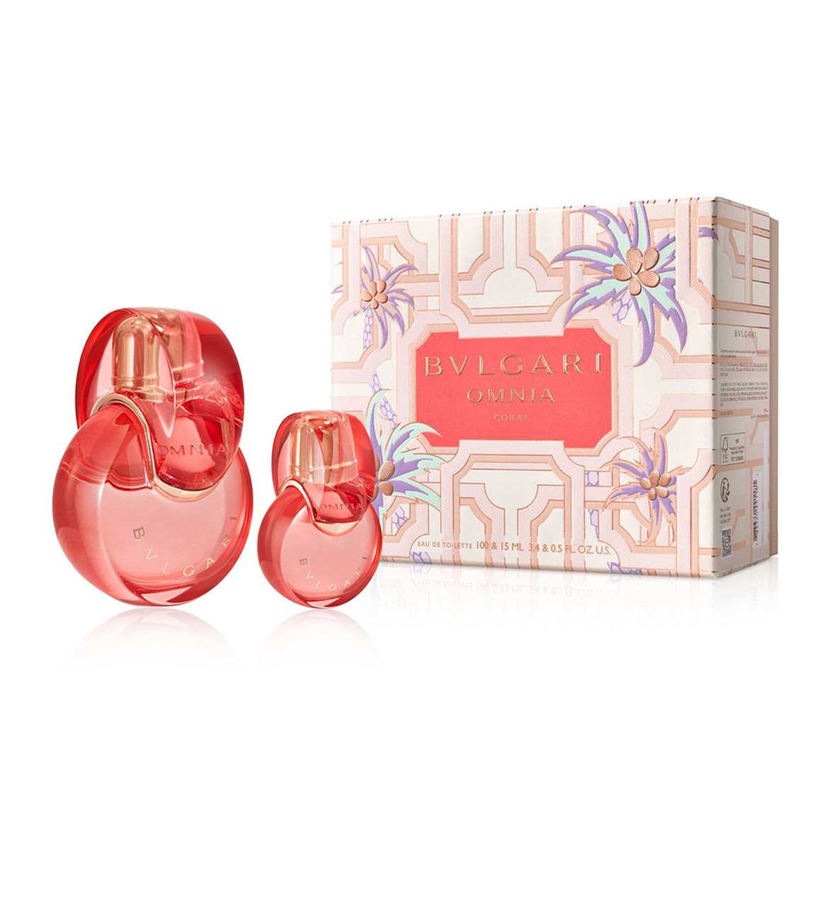 BVLGARI OMNIA CORAL 2 PCS SET FOR WOMEN: 3.4 EAU DE TOILETTE SPRAY