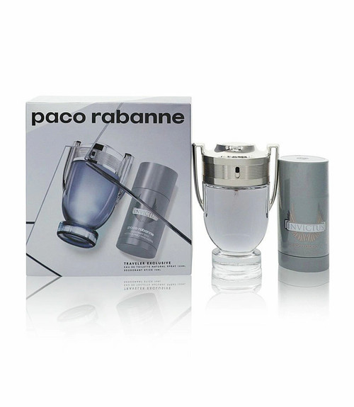 PACO RABANNE INVICTUS 2 PCS SET FOR MEN 3.4 EAU DE TOILETTE 2.5