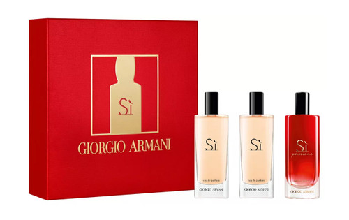 ARMANI SI 3 PCS SET: SI 0.5 EAU DE PARFUM SPRAY + SI PASSION 0.5 EAU DE PARFUM SPRAY + SI 0.5 EAU DE PARFUM SPRAY (HARD)