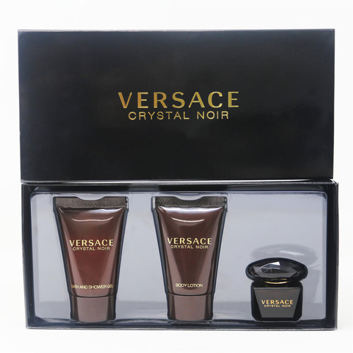 VERSACE CRYSTAL NOIR 3 PCS SET FOR WOMEN: 0.17 EAU DE TOILETTE + 0.8 SHOWER GEL + 0.8 BODY LOTION