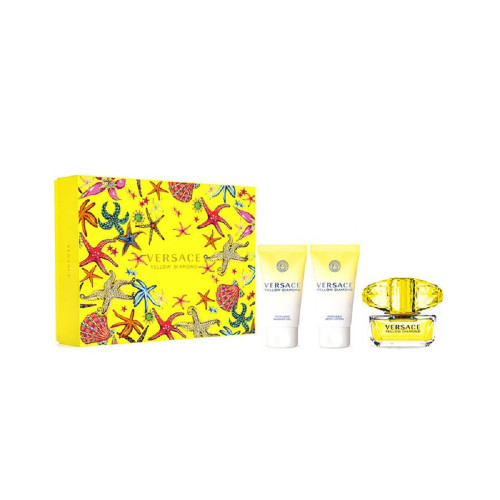 VERSACE YELLOW DIAMOND 3 PCS SET FOR WOMEN: 1.7 EAU DE TOILETTE SPRAY + 1.7 SHOWER GEL + 1.7 BODY LOTION