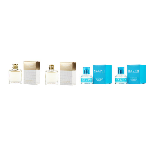 RALPH LAUREN 4 PCS MINI SET FOR WOMEN: 2 X RALPH 7 ML EAU DE TOILETTE + 2 X RALPH LAUREN WOMAN 7 ML EAU DE PARFUM