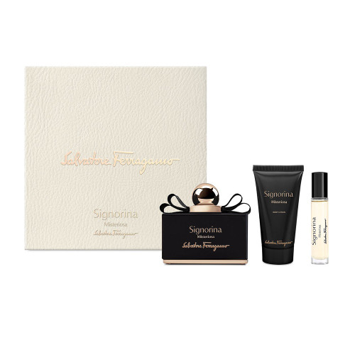 SALVATORE FERRAGAMO SIGNORINA MISTERIOSA SET: 3.4 EAU DE PARFUM + 0.34 EAU DE PARFUM + 1.7 BODY LOTION 