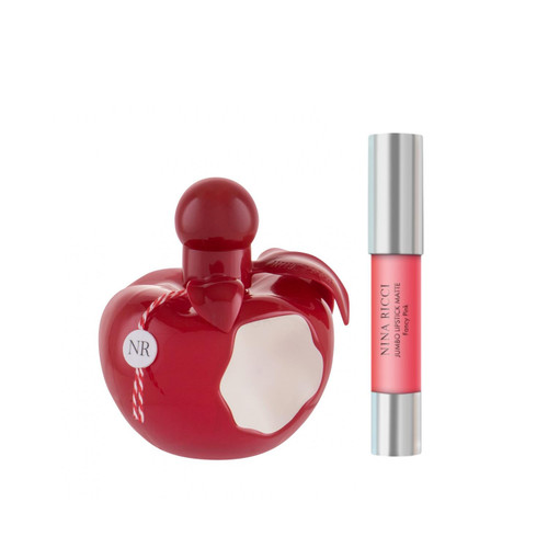 NINA RICCI NINA ROUGE 2 PCS SET FOR WOMEN: 1.7 EAU DE TOILETTE SPRAY + 0.09 FANCY PINK JUMBO LIPSTICK MATTE