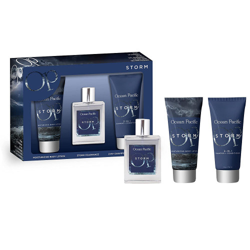 OCEAN PACIFIC STORM 3 PCS GIFT SET FOR MEN: 4 OZ SHAMPOO & CONDITIONER + 4 OZ BODY LOTION + 3.4 EAU DE PARFUM OCEAN PACIFIC STORM 3 PCS GIFT SET FOR MEN: 4 OZ SHAMPOO & CONDITIONER + 4 OZ BODY LOTION + 3.4 EAU DE PARFUM