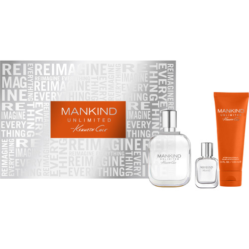 KENNETH COLE MANKIND UNLIMITED 3 PCS SET FOR MEN: 3.4 EAU DE TOILETTE + 3.4 AFTER SHAVE BALM + 0.5 EAU DE TOILETTE