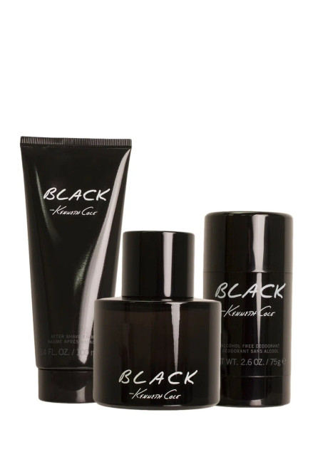 KENNETH COLE BLACK 3 PCS SET FOR MEN: 3.4 EAU DE TOILETTE + 3.4 AFTER SHAVE BALM + 2.6 DEODORANT STICK