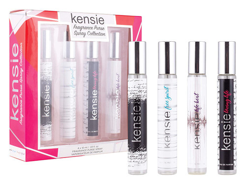KENSIE 4 X 0.3 PURSE SPRAY SET FOR WOMEN: SIGNATURE + LOVING LIFE + LIFE BEAT + FREE SPIRIT