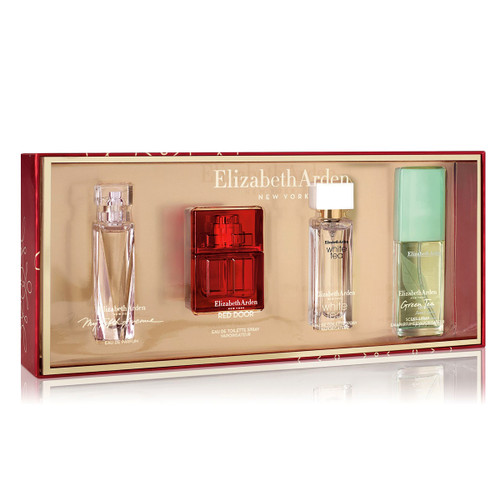 ELIZABETH ARDEN 4 PCS MINI SET: MY FIFTH AVENUE 7.5 ML EAU DE PARFUM + RED DOOR 10 ML EAU DE TOILETTE SPRAY + WHITE TEA 10 ML EAU DE TOILETTE SPRAY + GREEN TEA 15 ML SCENT SPRAY