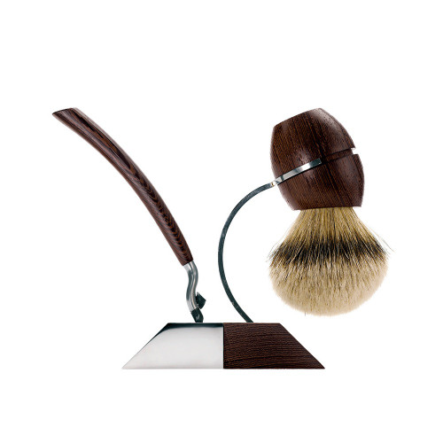 ACCA KAPPA 1869 1 PC SHAVING SET WITH STAND PURE SILVER BADGER BRUSHGILLETTE MACH3 BLADE