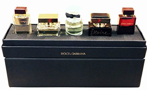 DOLCE & GABBANA 5 PCS MINI SET FOR WOMEN: INTENSE 4.5 ML EAU DE PARFUM + DESIRE 5 ML EAU DE PARFUM + DOLCE 5 ML EAU DE PARFUM + THE ONE 5 ML EAU DE PARFUM + POUR FEMME 4.5 ML EAU DE PARFUM