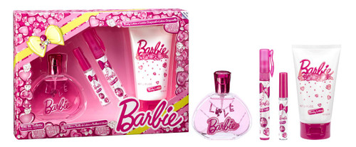 BARBIE 4 PCS SET: 3.4 EDT SP + 9.5 ML EDT SP PEN + 2.5 ML LIP GLOSS + 5.1 OZ BODY LOTION