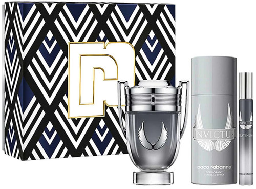 PACO RABANNE INVICTUS PLATINUM 3 PCS SET FOR MEN: 3.4 EAU DE