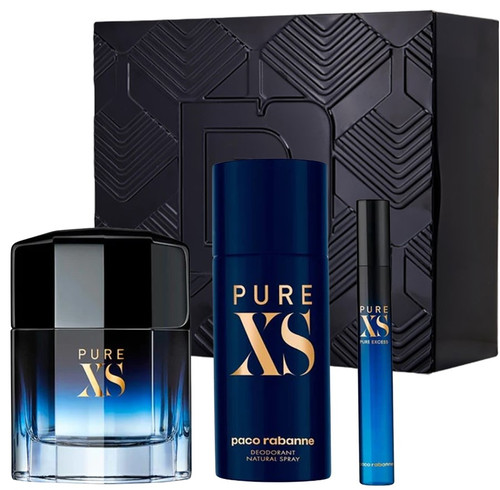 PACO RABANNE PURE XS 3 PCS SET FOR MEN 3.4 EAU DE TOILETTE SPRAY 5.1 DEODORANT SPRAY 0.34 EAU DE TOILETTE SPRAY