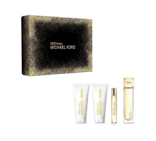 MICHAEL KORS SEXY AMBER 4 PCS SET FOR WOMEN: 3.4 EAU DE PARFUM SPRAY + 0.3 EAU DE PARFUM SPRAY + 3.4 BODY LOTION + 3.4 SHOWER GEL MICHAEL KORS SEXY AMBER 4 PCS SET FOR WOMEN: 3.4 EAU DE PARFUM SPRAY + 0.3 EAU DE PARFUM SPRAY + 3.4 BODY LOTION + 3.4 SHOWER GEL