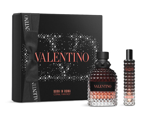 VALENTINO UOMO BORN IN CORAL FANTASY 2 PCS SET: 1.7 EAU DE TOILETTE SPRAY + 0.5 EAU DE TOILETTE SPRAY